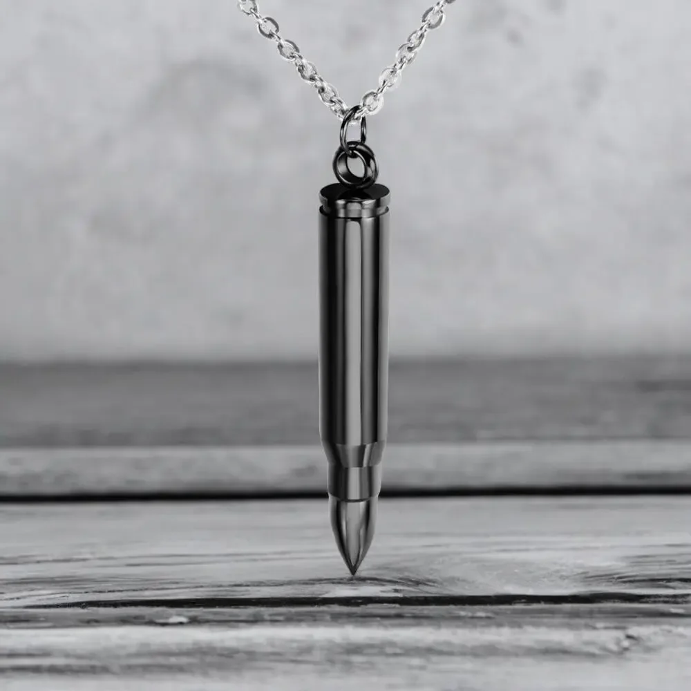 NEW black stainless steel bullet pendant necklace jewelry gift men B20